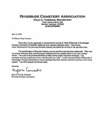 Riverside Cemetery Association Recommendation