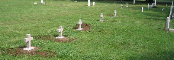 Replacement gravestones over unmarked graves